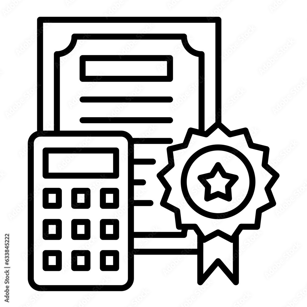 Accounting Certificate Line Icon Accounting Certificate Line Icon