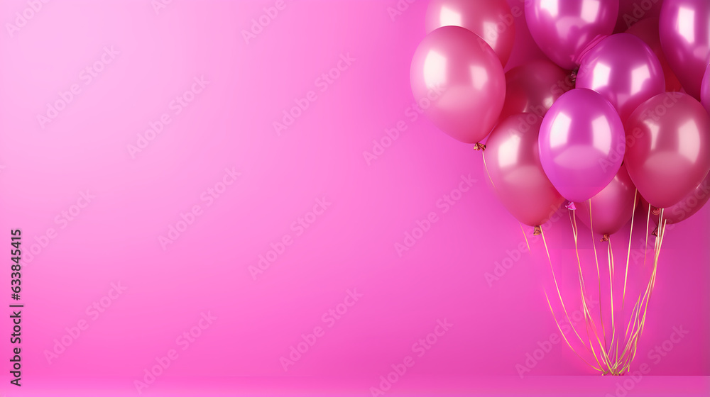 Bunch of shiny pink and golden balloons on magenta background, for birthday, wedding or other events. Bunch of shiny pink and golden balloons on magenta background, for birthday, wedding or other events.