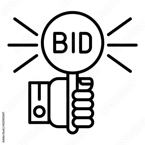 Bidding Paddle Line Icon