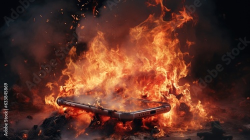 Overheated phone battery exploding, causing a fire.