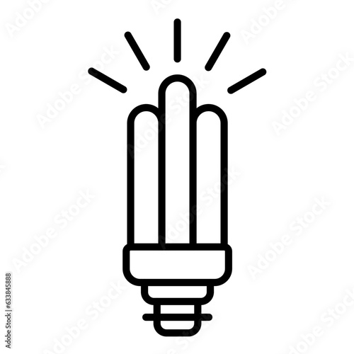 Fluorescent Light Bulb Line Icon