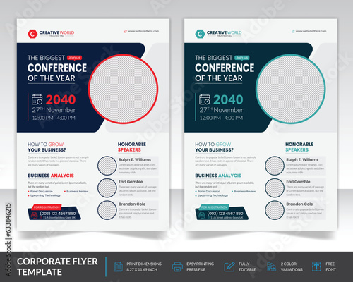 Conference flyer and invitation flyer template design. Annual corporate business conference workshop. With nice Geometric shape