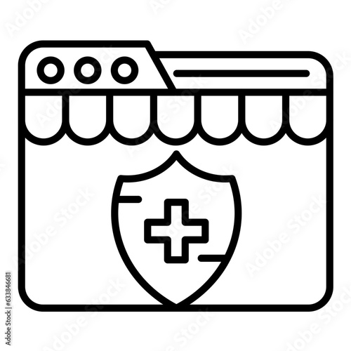 Online Insurance Enrollment Line Icon