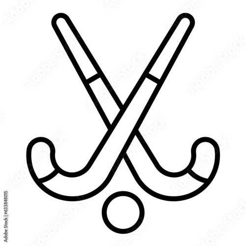 Field Hockey Stick and Ball Line Icon
