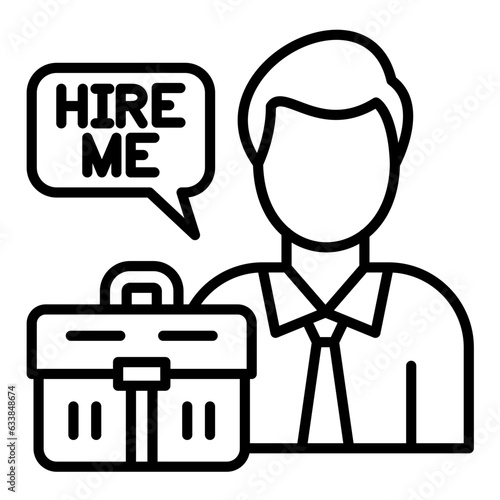 Job Seeker Male Line Icon