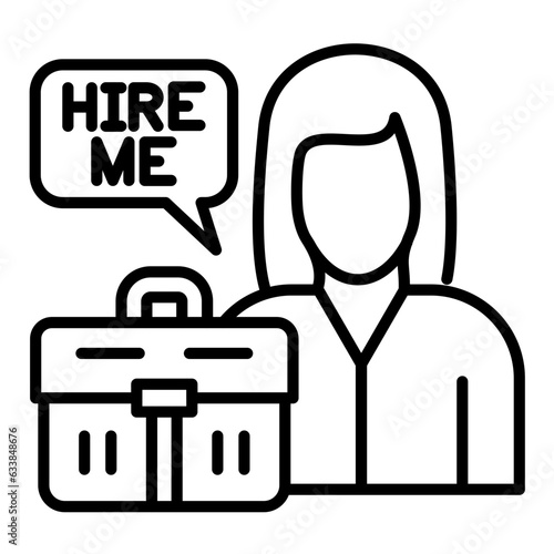 Job Seeker Female Line Icon