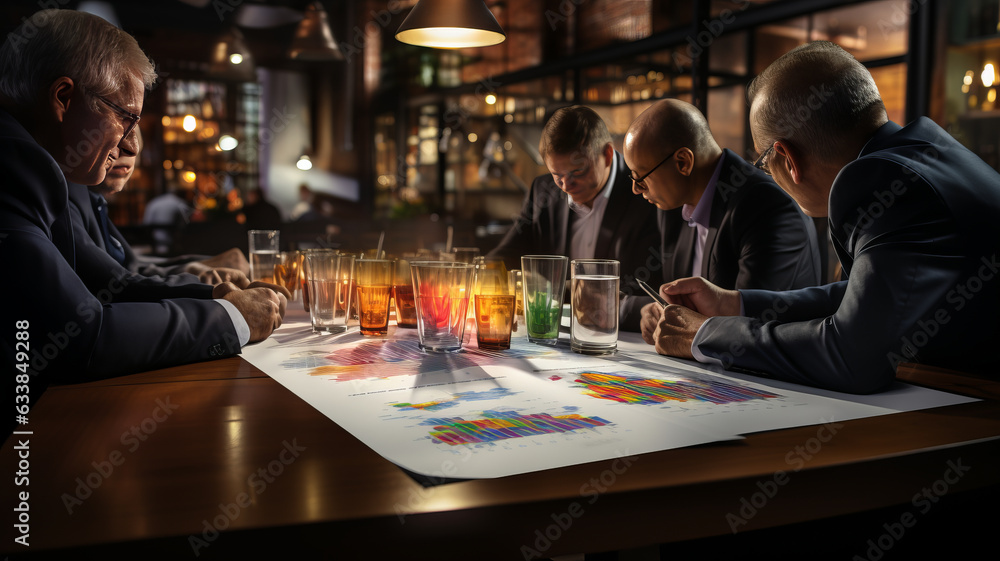 Business people planning strategy on financial papers and colorful note on table Business people planning strategy on financial papers and colorful note on table
