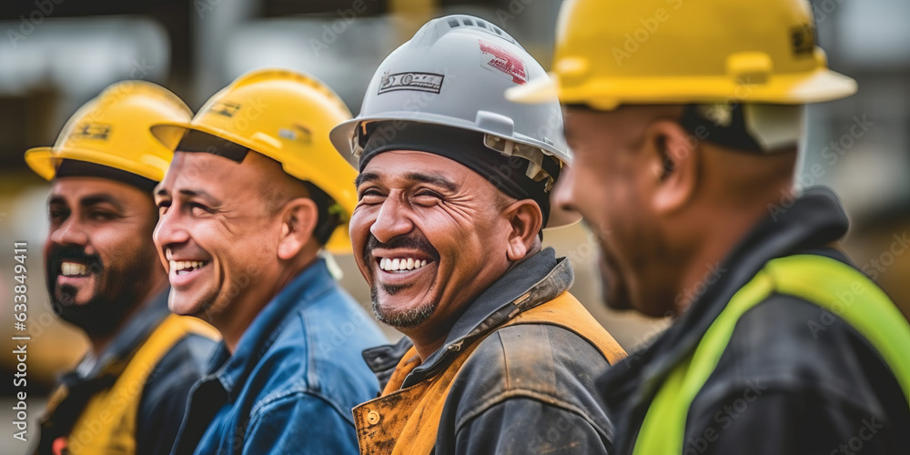 candid shot Photo with a team construction worker standing with construction site candid shot Photo with a team construction worker standing with construction site