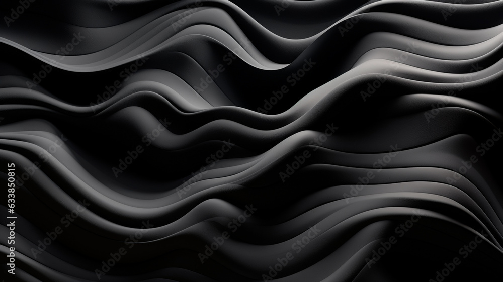 Obraz premium black abstract wavy background with wavy waves texture in computer generated digital art.