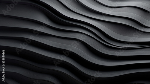 black abstract wavy background with wavy waves texture in computer generated digital art.