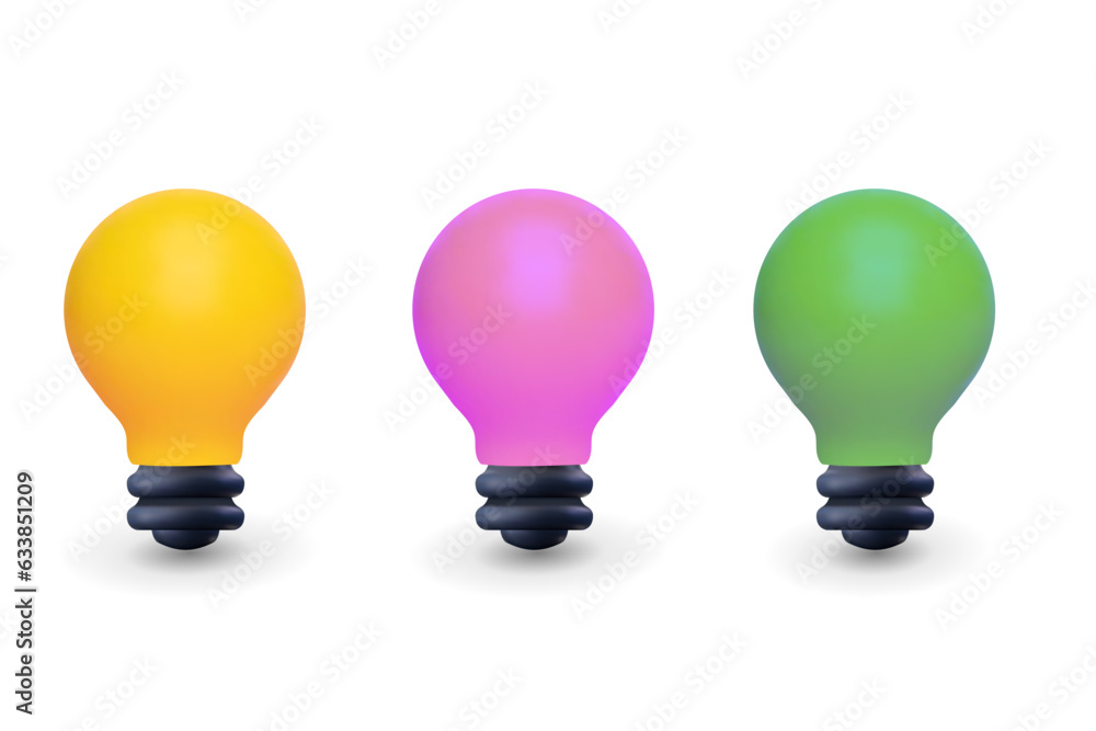 3d light bulb, light idea icon. Realistic light bulb vector idea metaphor 3d light bulb, light idea icon. Realistic light bulb vector idea metaphor
