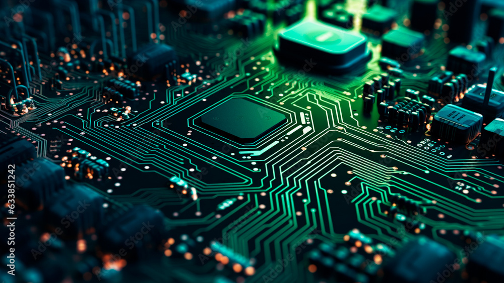Fototapeta premium computer motherboard with electronic components.