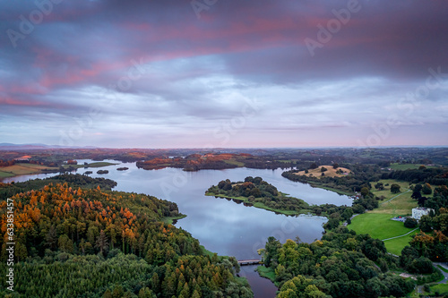 Aerial view of Lake Muckno, Castleblayney, County Monaghan, Ireland 