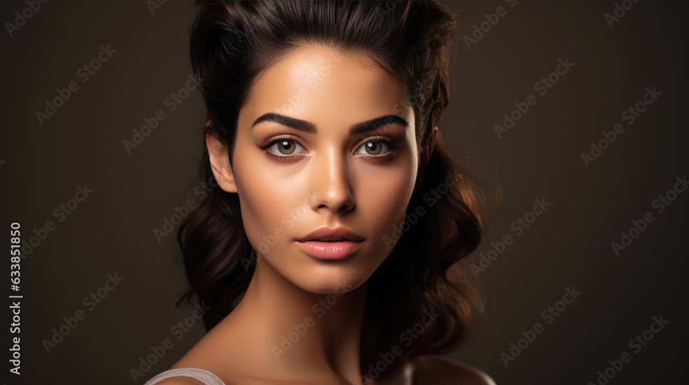 Fototapeta premium Beauty woman eyes face healthy pure skin natural make up fresh beauty model young spa beautiful female. Created with Generative AI technology.