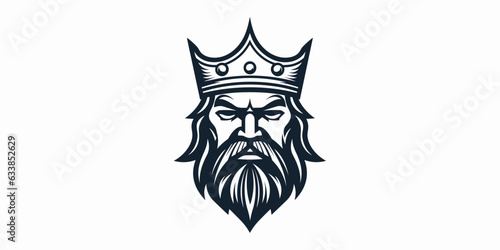 Noble Iconography: King with Crown Lineart Logo Vector Template for Grand Designs