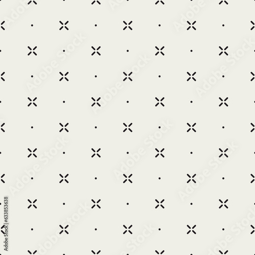 Simple seamless pattern. Abstract geometric backdrop. Black cross hatch on white background. Repeated geometry texture. Repeating geometrical subtle repeat patern design prints. Vector illustration © Omeris