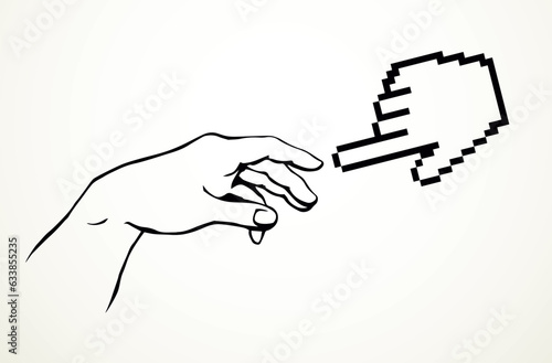 Hands of the creation of Adam. Vector drawing