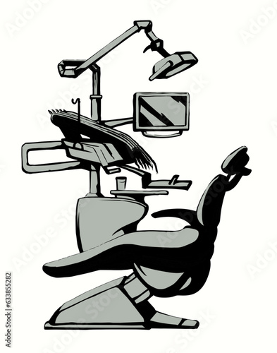 Stogmatology chair and accessories. Vector drawing