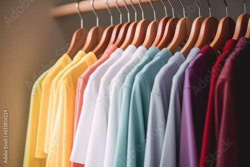 Colourful clothes on clothing rack pastel colorful