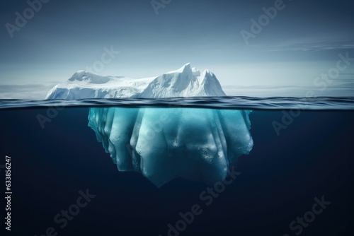 Concept of an iceberg with only the tip visible above the sea