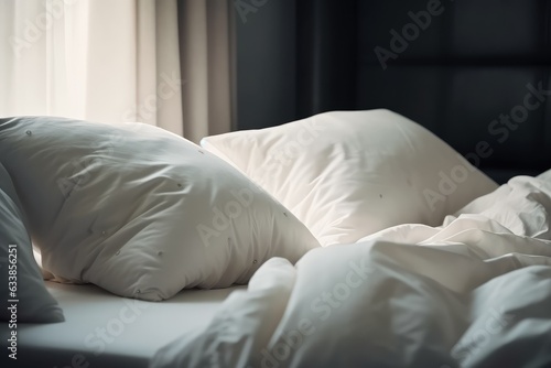 Concept of sleep hygiene cosy bed with soft pillows
