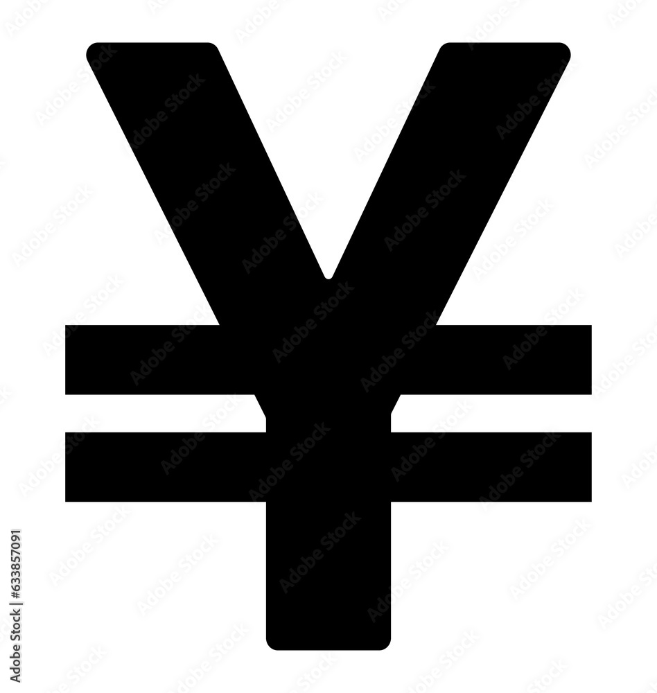 Obraz premium Chinese yuan sign symbol illustration, black on white background