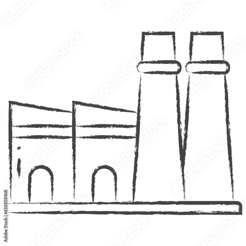 Hand drawn Factory illustration icon