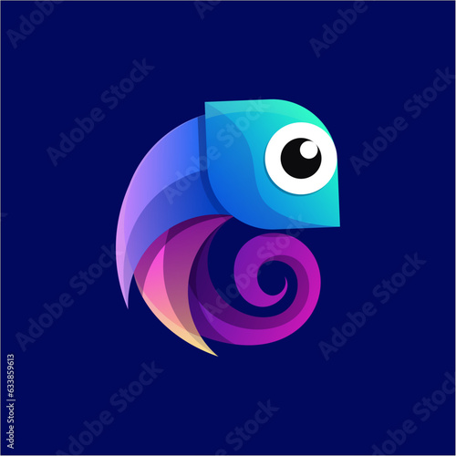 chameleon colorful gradient modern logo design