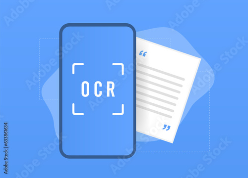 OCR - Optical Character Recognition or reader illustration