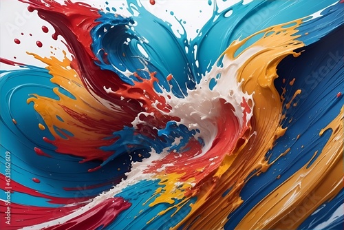 Colorful wave splash. Abstract paint. AI generated illustration