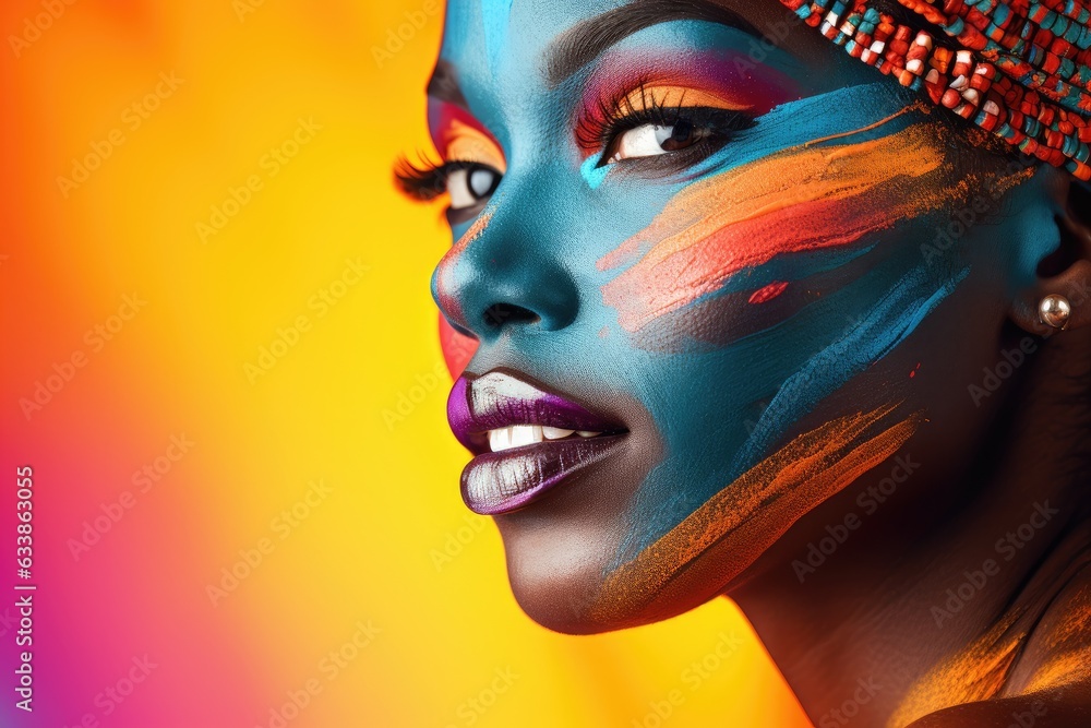 Beautiful glamour African woman with black skin body art. Beautiful glamour African woman with black skin body art.
