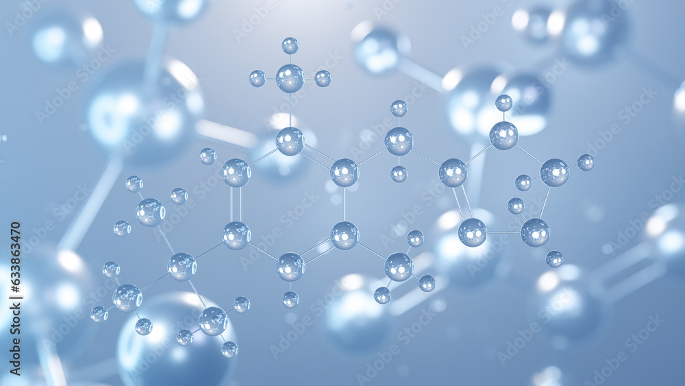 xylometazoline molecular structure 3d, flat model, vasoconstrictors, structural chemical formula view from a microscope