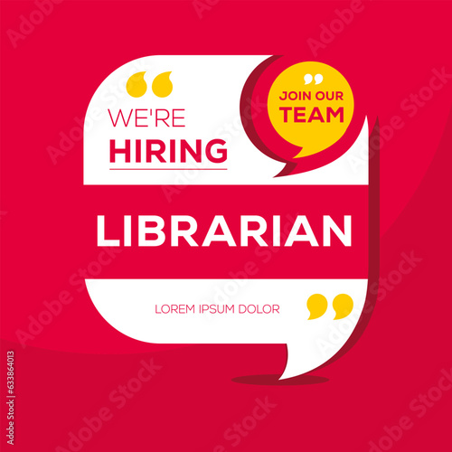 We are hiring (Librarian), Join our team, vector illustration.
