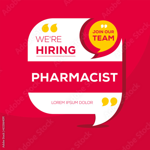 We are hiring (Pharmacist), Join our team, vector illustration.