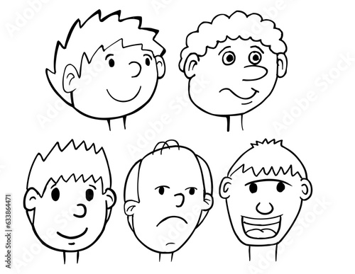 face head cartoon vector illustration art set