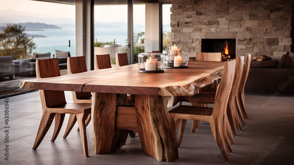 Living room with wooden table