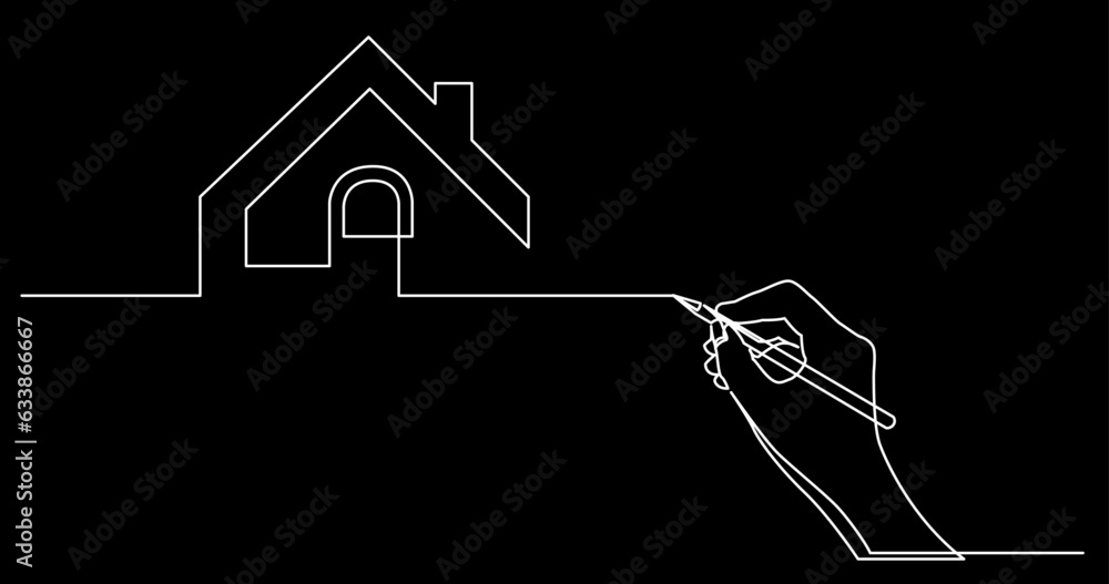 Obraz premium continuous line drawing vector illustration with FULLY EDITABLE STROKE of business concept sketch on black background