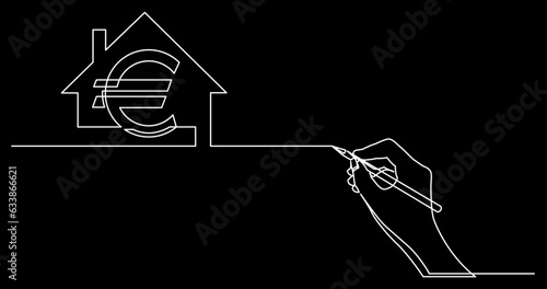 continuous line drawing vector illustration with FULLY EDITABLE STROKE of business concept sketch on black background