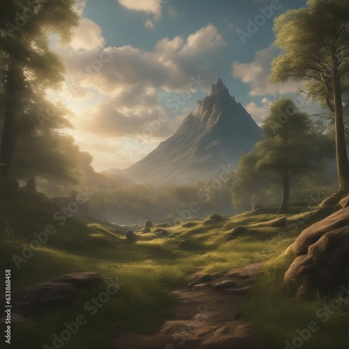The Legend of Zelda landscape atmospheric, hyper realistic, 8k, epic composition, cinematic, octane