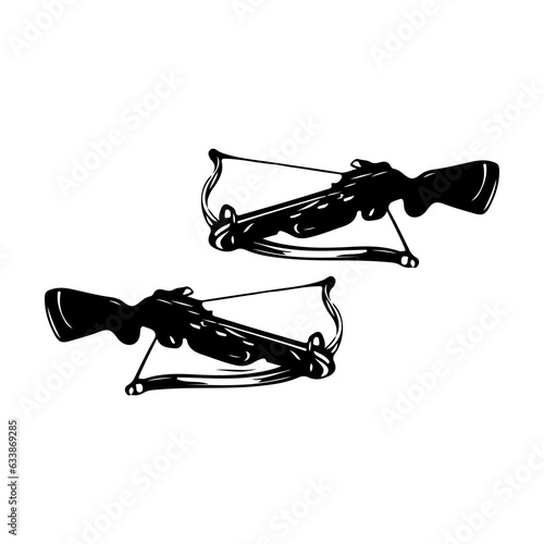 vector illustration of two crossbow guns