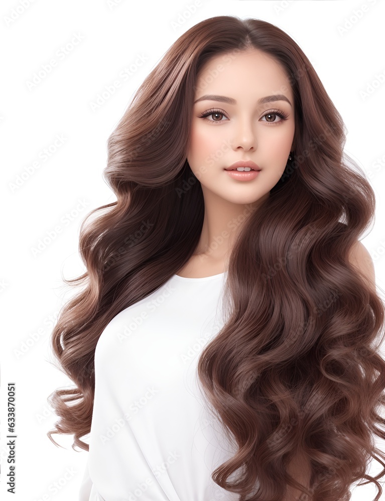 Beautiful laughing brunette model girl with long curly hair . Smiling woman hairstyle wavy curls . Fashion , beauty and makeup portrait Beautiful laughing brunette model girl with long curly hair . Smiling woman hairstyle wavy curls . Fashion , beauty and makeup portrait