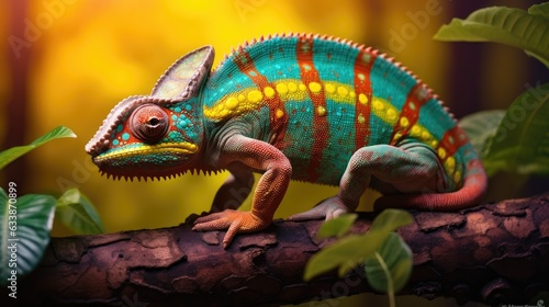 The chameleon is a fascinating reptile known for its ability to change color and blend into its surroundings. Generative AI © piai