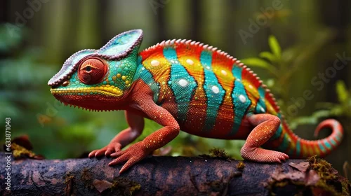 Obraz The chameleon is a fascinating reptile known for its ability to change color and blend into its surroundings. 