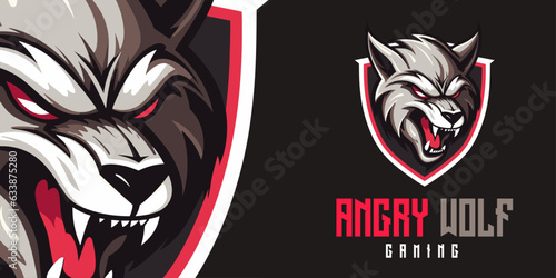 Modern Angry Wolf Emblem: Vector Logo Design for Sport & Esport Team, Badge, T-shirt Printing Concept