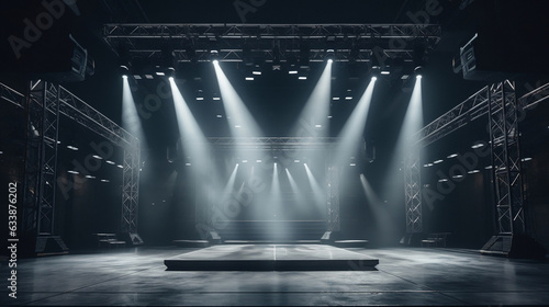 Illuminated Elegance, Bold and Graceful Empty Stage, Industrial Product Design, Lights shining - Generative AI © Amit