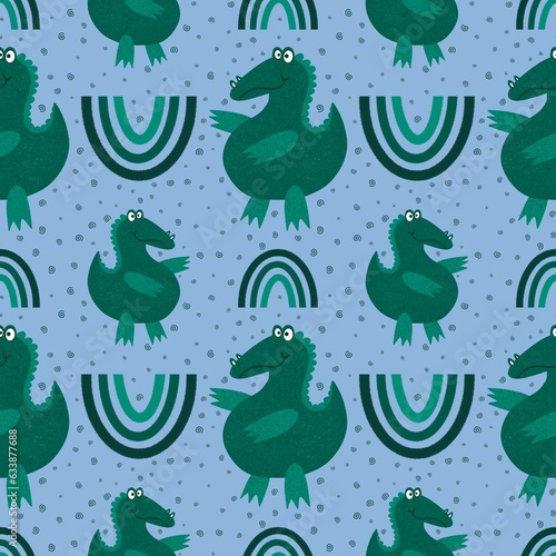 Cartoon summer animals seamless crocodile pattern for fabrics and wrapping paper and kids clothes print