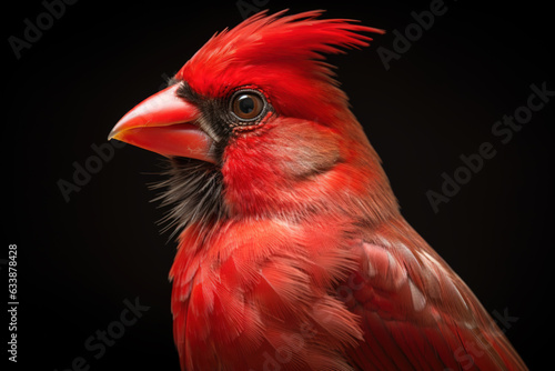 Closeup portrait of a vibrant northern cardinal bird. Generative AI. © britaseifert