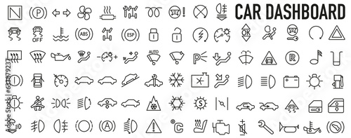 Car dashboard icons. Car control panel interface. Dashboard icons.
