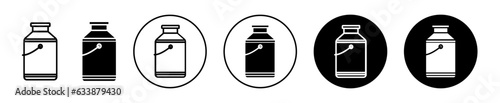 Milk can vector icon set. simple milk canister vector line symbol in black color.