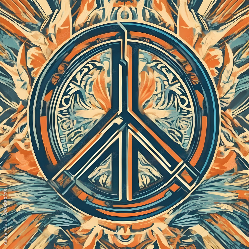Obraz premium Peace anti-war stylized symbolic pacifist hippie logo